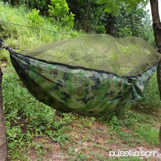 Qiilu Camping Hammock With Mosquito Net Two Persons Camping Tent Hanging Sleep Hammock Bed Military Grade Parachute Nylon Hammock for Outdoor Garden Jungle